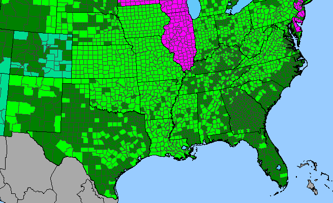 The range of Ambrosia trifida